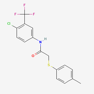 molecular formula C16H13ClF3NOS B5056084 N-[4-chloro-3-(trifluoromethyl)phenyl]-2-(4-methylphenyl)sulfanylacetamide 