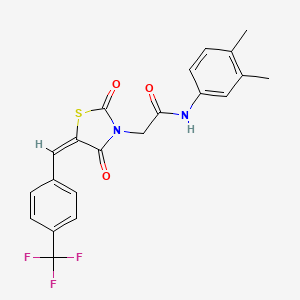 molecular formula C21H17F3N2O3S B5056266 N-(3,4-dimethylphenyl)-2-{(5E)-2,4-dioxo-5-[4-(trifluoromethyl)benzylidene]-1,3-thiazolidin-3-yl}acetamide 