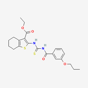 molecular formula C22H26N2O4S2 B5056364 Ethyl 2-({[(3-propoxyphenyl)carbonyl]carbamothioyl}amino)-4,5,6,7-tetrahydro-1-benzothiophene-3-carboxylate 