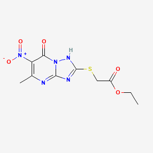 molecular formula C10H11N5O5S B5056371 ETHYL 2-({5-METHYL-6-NITRO-7-OXO-4H,7H-[1,2,4]TRIAZOLO[1,5-A]PYRIMIDIN-2-YL}SULFANYL)ACETATE 