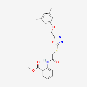 molecular formula C21H21N3O5S B5056376 Methyl 2-[[2-[[5-[(3,5-dimethylphenoxy)methyl]-1,3,4-oxadiazol-2-yl]sulfanyl]acetyl]amino]benzoate 