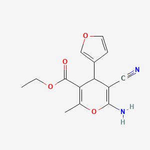 molecular formula C14H14N2O4 B5056472 ethyl 6-amino-5-cyano-4-(furan-3-yl)-2-methyl-4H-pyran-3-carboxylate 