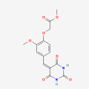 molecular formula C15H14N2O7 B5056664 methyl {2-methoxy-4-[(2,4,6-trioxotetrahydropyrimidin-5(2H)-ylidene)methyl]phenoxy}acetate 