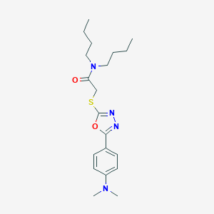 molecular formula C20H30N4O2S B505672 N,N-dibutyl-2-({5-[4-(dimethylamino)phenyl]-1,3,4-oxadiazol-2-yl}sulfanyl)acetamide CAS No. 431883-49-7