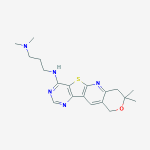 molecular formula C19H25N5OS B505676 N-(5,5-dimethyl-6-oxa-17-thia-2,12,14-triazatetracyclo[8.7.0.03,8.011,16]heptadeca-1,3(8),9,11,13,15-hexaen-15-yl)-N',N'-dimethylpropane-1,3-diamine CAS No. 374547-22-5