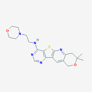 5,5-Dimethyl-N-(2-morpholin-4-ylethyl)-6-oxa-17-thia-2,12,14-triazatetracyclo[8.7.0.03,8.011,16]heptadeca-1,3(8),9,11,13,15-hexaen-15-amine