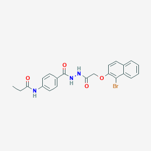 molecular formula C22H20BrN3O4 B505695 N-{4-[(2-{[(1-bromo-2-naphthyl)oxy]acetyl}hydrazino)carbonyl]phenyl}propanamide 