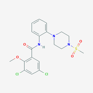 3,5-dichloro-2-methoxy-N-[2-(4-methylsulfonylpiperazin-1-yl)phenyl]benzamide