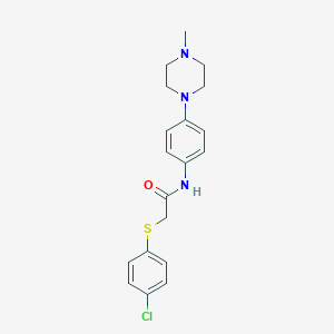 molecular formula C19H22ClN3OS B505757 2-[(4-chlorophenyl)sulfanyl]-N-[4-(4-methyl-1-piperazinyl)phenyl]acetamide 