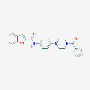molecular formula C24H21N3O3S B505763 N-{4-[4-(2-thienylcarbonyl)-1-piperazinyl]phenyl}-1-benzofuran-2-carboxamide 