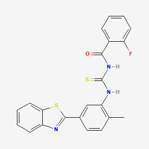 molecular formula C22H16FN3OS2 B5057643 N-{[5-(1,3-benzothiazol-2-yl)-2-methylphenyl]carbamothioyl}-2-fluorobenzamide 