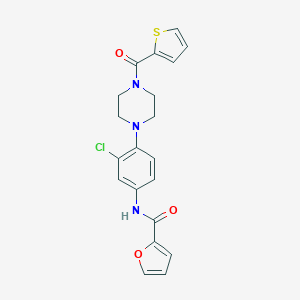 molecular formula C20H18ClN3O3S B505768 N-{3-chloro-4-[4-(2-thienylcarbonyl)-1-piperazinyl]phenyl}-2-furamide 