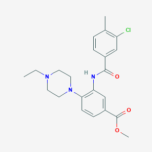 molecular formula C22H26ClN3O3 B505772 METHYL 3-(3-CHLORO-4-METHYLBENZAMIDO)-4-(4-ETHYLPIPERAZIN-1-YL)BENZOATE 