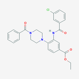 molecular formula C27H26ClN3O4 B505773 Ethyl 4-(4-benzoyl-1-piperazinyl)-3-[(3-chlorobenzoyl)amino]benzoate 