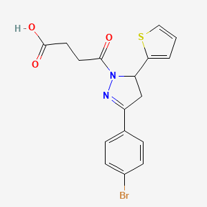 molecular formula C17H15BrN2O3S B5057765 4-[3-(4-bromophenyl)-5-(thiophen-2-yl)-4,5-dihydro-1H-pyrazol-1-yl]-4-oxobutanoic acid 