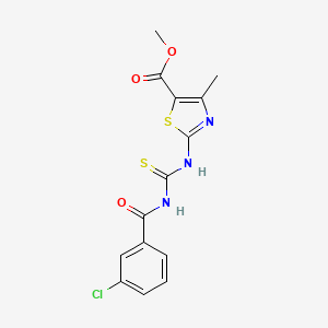 molecular formula C14H12ClN3O3S2 B5057773 Methyl 2-[(3-chlorobenzoyl)carbamothioylamino]-4-methyl-1,3-thiazole-5-carboxylate 
