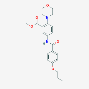 molecular formula C22H26N2O5 B505781 METHYL 2-(MORPHOLIN-4-YL)-5-(4-PROPOXYBENZAMIDO)BENZOATE 