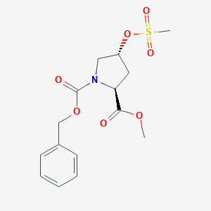 molecular formula C15H19NO7S B050579 (2S,4R)-1-Benzyl 2-methyl 4-((methylsulfonyl)oxy)pyrrolidine-1,2-dicarboxylate CAS No. 117811-78-6