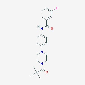 molecular formula C22H26FN3O2 B505798 N-[4-[4-(2,2-dimethylpropanoyl)piperazin-1-yl]phenyl]-3-fluorobenzamide 