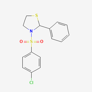 3-[(4-chlorophenyl)sulfonyl]-2-phenyl-1,3-thiazolidine
