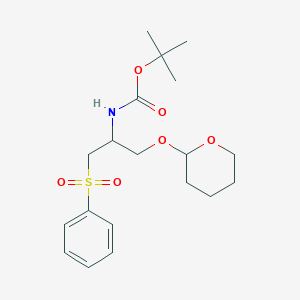 molecular formula C19 H29 N O6 S B050581 tert-Butyl {1-(benzenesulfonyl)-3-[(oxan-2-yl)oxy]propan-2-yl}carbamate CAS No. 116611-45-1