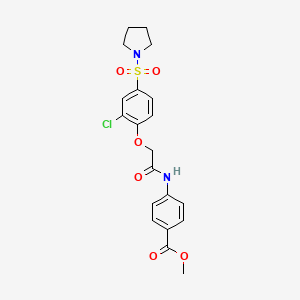 molecular formula C20H21ClN2O6S B5058142 Methyl 4-[[2-(2-chloro-4-pyrrolidin-1-ylsulfonylphenoxy)acetyl]amino]benzoate 