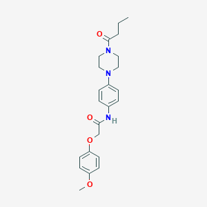 molecular formula C23H29N3O4 B505824 N-[4-(4-butanoylpiperazin-1-yl)phenyl]-2-(4-methoxyphenoxy)acetamide 