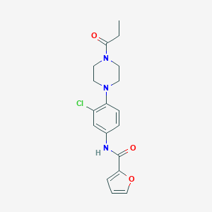 molecular formula C18H20ClN3O3 B505832 N-[3-chloro-4-(4-propanoylpiperazin-1-yl)phenyl]furan-2-carboxamide 