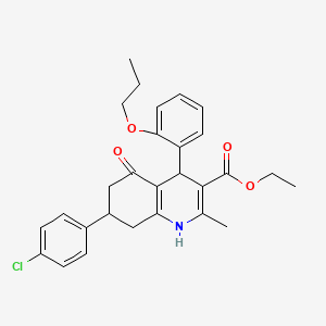 molecular formula C28H30ClNO4 B5058408 Ethyl 7-(4-chlorophenyl)-2-methyl-5-oxo-4-(2-propoxyphenyl)-1,4,5,6,7,8-hexahydroquinoline-3-carboxylate 