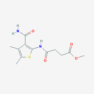 molecular formula C12H16N2O4S B505841 methyl 4-{[3-(aminocarbonyl)-4,5-dimethyl-2-thienyl]amino}-4-oxobutanoate 
