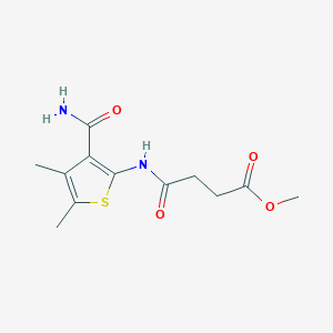 molecular formula C12H16N2O4S B505841 Methyl 4-[(3-carbamoyl-4,5-dimethylthiophen-2-yl)amino]-4-oxobutanoate 