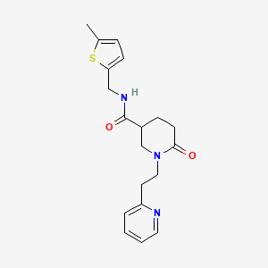 molecular formula C19H23N3O2S B5058473 N-[(5-methylthiophen-2-yl)methyl]-6-oxo-1-(2-pyridin-2-ylethyl)piperidine-3-carboxamide 