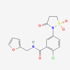 molecular formula C15H13ClN2O5S B5058540 2-chloro-N-[(furan-2-yl)methyl]-5-(1,1,3-trioxo-1lambda6,2-thiazolidin-2-yl)benzamide 