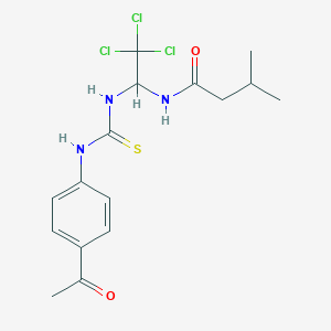 molecular formula C16H20Cl3N3O2S B5058597 N-[1-[(4-acetylphenyl)carbamothioylamino]-2,2,2-trichloroethyl]-3-methylbutanamide 