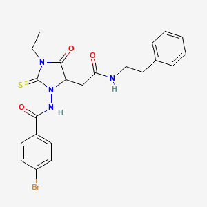 molecular formula C22H23BrN4O3S B5058602 4-bromo-N-[3-ethyl-4-oxo-5-[2-oxo-2-(2-phenylethylamino)ethyl]-2-sulfanylideneimidazolidin-1-yl]benzamide 