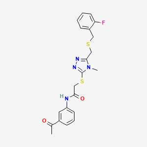 molecular formula C21H21FN4O2S2 B5058644 N-(3-acetylphenyl)-2-[[5-[(2-fluorophenyl)methylsulfanylmethyl]-4-methyl-1,2,4-triazol-3-yl]sulfanyl]acetamide 