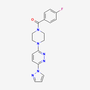 molecular formula C18H17FN6O B5058652 3-[4-(4-fluorobenzoyl)piperazin-1-yl]-6-(1H-pyrazol-1-yl)pyridazine 