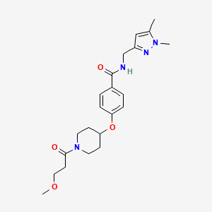 molecular formula C22H30N4O4 B5058739 N-[(1,5-dimethylpyrazol-3-yl)methyl]-4-[1-(3-methoxypropanoyl)piperidin-4-yl]oxybenzamide 