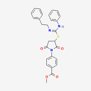molecular formula C27H25N3O4S B5059069 methyl 4-[2,5-dioxo-3-[N-phenyl-N'-(2-phenylethyl)carbamimidoyl]sulfanylpyrrolidin-1-yl]benzoate 