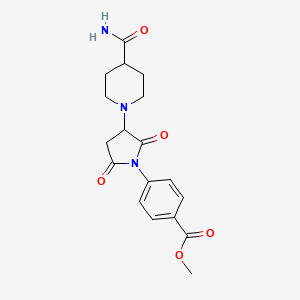 molecular formula C18H21N3O5 B5059636 Methyl 4-[3-(4-carbamoylpiperidin-1-yl)-2,5-dioxopyrrolidin-1-yl]benzoate 