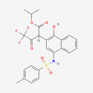 molecular formula C24H22F3NO6S B5059717 propan-2-yl 4,4,4-trifluoro-2-[1-hydroxy-4-[(4-methylphenyl)sulfonylamino]naphthalen-2-yl]-3-oxobutanoate 