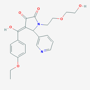 molecular formula C22H24N2O6 B505978 4-(4-ethoxybenzoyl)-3-hydroxy-1-[2-(2-hydroxyethoxy)ethyl]-5-(3-pyridinyl)-1,5-dihydro-2H-pyrrol-2-one 