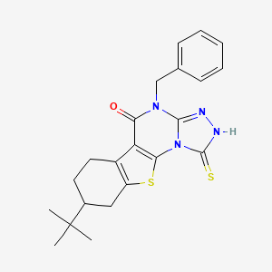molecular formula C22H24N4OS2 B5059999 7-Benzyl-13-tert-butyl-3-sulfanylidene-16-thia-2,4,5,7-tetrazatetracyclo[7.7.0.02,6.010,15]hexadeca-1(9),5,10(15)-trien-8-one CAS No. 6000-33-5