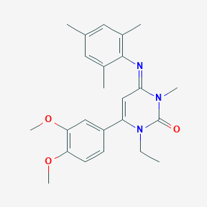 molecular formula C24H29N3O3 B050600 6-(3,4-Dimethoxyphenyl)-1-ethyl-4-mesitylimino-3-methyl-3,4-dihydro-2(1H)-pyrimidinone CAS No. 117321-77-4