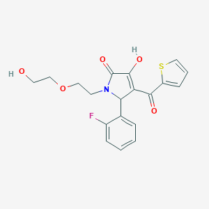 molecular formula C19H18FNO5S B506017 2-(2-fluorophenyl)-4-hydroxy-1-[2-(2-hydroxyethoxy)ethyl]-3-(thiophene-2-carbonyl)-2H-pyrrol-5-one CAS No. 843630-99-9