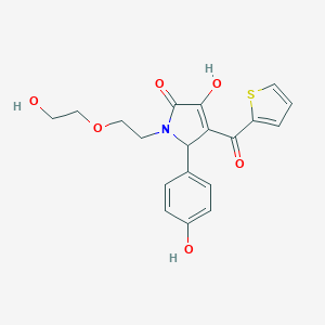 molecular formula C19H19NO6S B506018 4-hydroxy-1-[2-(2-hydroxyethoxy)ethyl]-2-(4-hydroxyphenyl)-3-(thiophene-2-carbonyl)-2H-pyrrol-5-one CAS No. 843615-74-7