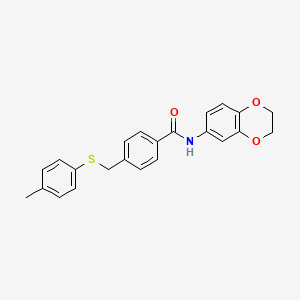 molecular formula C23H21NO3S B5060200 N-(2,3-Dihydrobenzo[b][1,4]dioxin-6-yl)-4-((p-tolylthio)methyl)benzamide 