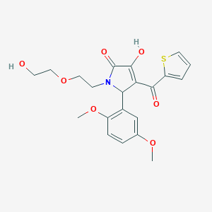 molecular formula C21H23NO7S B506021 2-(2,5-dimethoxyphenyl)-4-hydroxy-1-[2-(2-hydroxyethoxy)ethyl]-3-(thiophene-2-carbonyl)-2H-pyrrol-5-one CAS No. 577960-69-1
