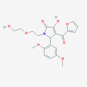molecular formula C21H23NO8 B506023 2-(2,5-dimethoxyphenyl)-3-(furan-2-carbonyl)-4-hydroxy-1-[2-(2-hydroxyethoxy)ethyl]-2H-pyrrol-5-one CAS No. 578754-05-9