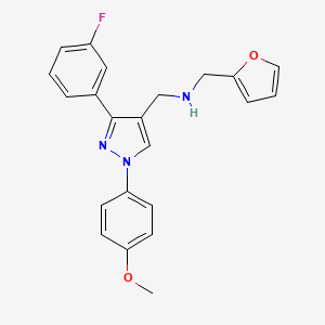 molecular formula C22H20FN3O2 B5060379 N-[[3-(3-fluorophenyl)-1-(4-methoxyphenyl)pyrazol-4-yl]methyl]-1-(furan-2-yl)methanamine 
